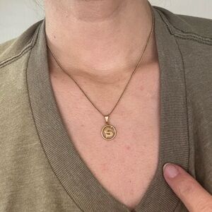 18k solid Gold Chain Necklace with “S” initial